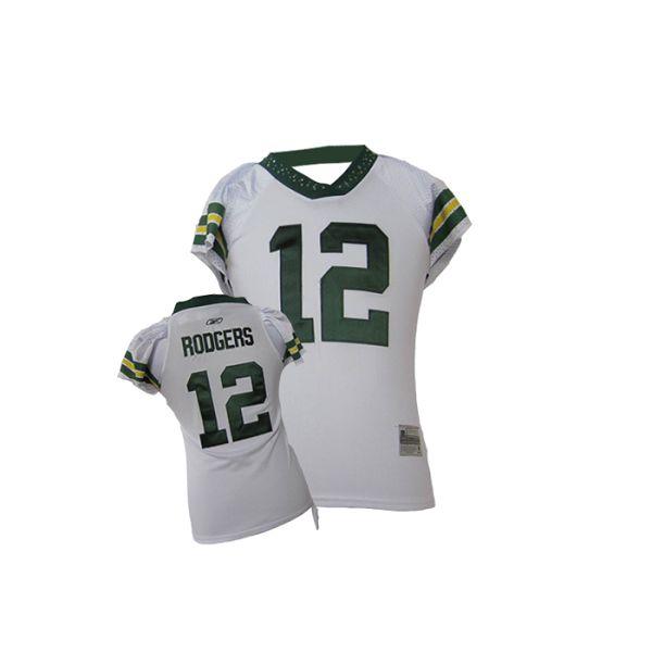 Packers #12 Aaron Rodgers White Women's Field Flirt Stitched NFL Jersey
